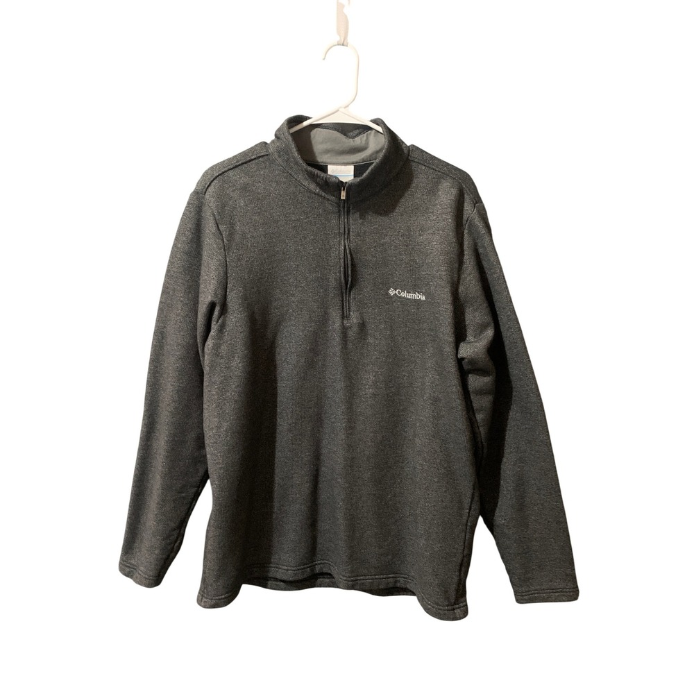 Columbia 1/4 Zip Pullover Mens Large AM1534 Gray Heather Logo Sweater Gorpcore